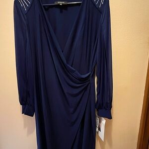 R & M Richards Deep Blue Long Sleeve Dress